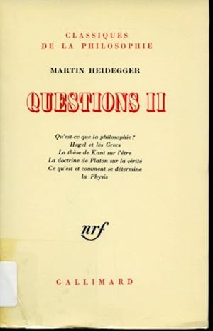 Bild des Verkufers fr Questions II Classiques de la philosophie zum Verkauf von Librairie Le Nord