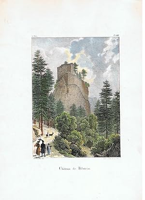 Chateau de Bilstein ( Vogelsberg ), Hessen. Lithographie, koloriert.