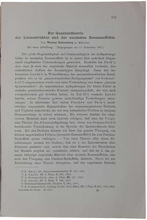 'Zur Quantentheorie der Linienstruktur und der anomalen Zeemaneffekte,' pp. 273-297 in ...