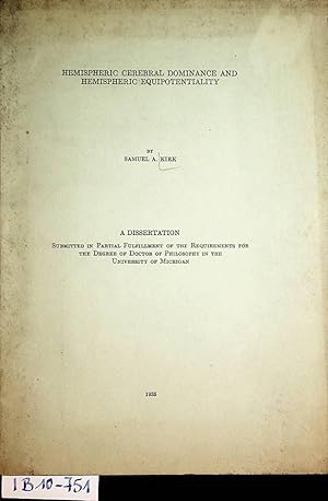 Bild des Verkufers fr Hemispheric cerebral dominance and hemispheric equipotentiality. [=Comparative psychology monographs ; 55 = Vol. 11] (= Dittertation Michigan 1935) zum Verkauf von ANTIQUARIAT.WIEN Fine Books & Prints