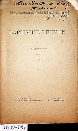 Lappische Studien. (=Skrifter utgivna av Kungl. Humanistiska Vetenskaps-Samfundet i Uppsala ; 24,16)