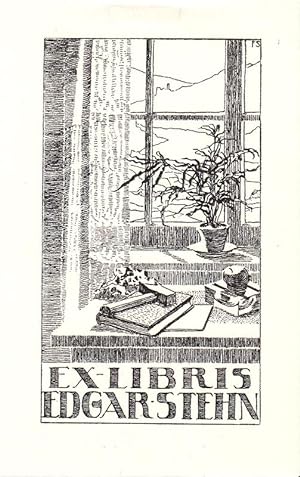 Klischee "Ex-Libris Edgar Stehn", 12,5 x 8 cm Blattgröße. Rücks. am oberen rand kl. Montagerest. ...