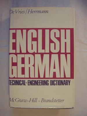 Bild des Verkufers fr English - German Technical and Engineering Dictionary. zum Verkauf von Antiquariat Puderbach