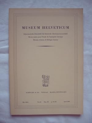 Immagine del venditore per Museum Helveticum. Schweizerische Zeitschrift fr klassische Altertumswissenschaft. Vol. 21 Fasc.2, p.73-136. April 1964. Revue suisse pour l'tude de l'antiquit classique. Rivista svizzera di filologia classica. venduto da Antiquariat Puderbach