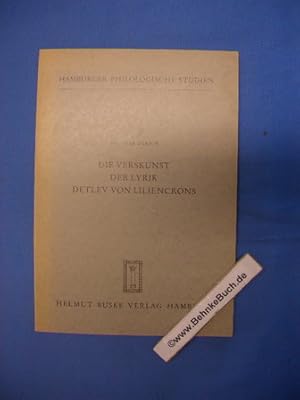 Bild des Verkufers fr Die Verskunst der Lyrik Detlev von Liliencrons zum Verkauf von Antiquariat BehnkeBuch