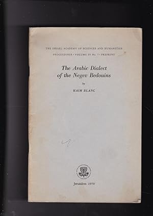 Imagen del vendedor de The Arabic Dialect of the Negev Bedouins a la venta por Meir Turner