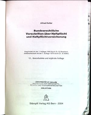 Seller image for Bundesrechtliche Vorschriften �ber Haftpflicht und Haftpflichtversicherung. for sale by books4less (Versandantiquariat Petra Gros GmbH & Co. KG)