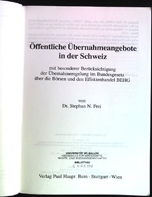 Image du vendeur pour ffentliche bernahmeangebote in der Schweiz: mit besonderer Bercksichtigung der bernahmeregelung im Bundesgesetz ber die Brsen und den Effektenhandel BEHG. Bank- und finanzwirtschaftliche Forschungen ; Bd. 214 mis en vente par books4less (Versandantiquariat Petra Gros GmbH & Co. KG)