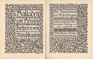 Bild des Verkufers fr Balladen von Brries Freiherrn von Mnchhausen. Mit Illustrationen von Robert Engels. 2., vernderte und vermehrte Aufl., 2. u. 3. Tsd. zum Verkauf von Antiquariat Reinhold Pabel