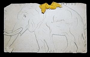 Handmade Card - Cut-out Elephant Front Cover Captioned "Siam"