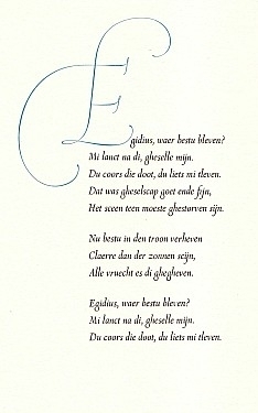 Egidius, Aloeette, Violette. (Met sierlijke initialen en figuren, getekend door Pieter Wetselaar).