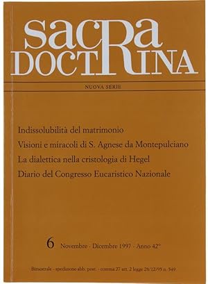 Immagine del venditore per SACRA DOCTRINA. Rivista di teologia. N. 6, Novembre/Dicembre 1997.: venduto da Bergoglio Libri d'Epoca