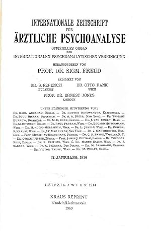 Bild des Verkufers fr Internationale Zeitschrift fr rztliche Psychoanalyse. 2. Jahrgang 1914. Redaktion Sandor Ferenczi, Otto Rank und Ernest Jones. Kraus Reprint. zum Verkauf von Fundus-Online GbR Borkert Schwarz Zerfa