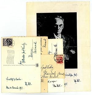 Imagen del vendedor de 3 eigenh. Bildpostkarten und gedr. Visitkarte mit U. sowie 1 gedr. Portrait mit eigenh. Widmung und U. a la venta por Antiquariat INLIBRIS Gilhofer Nfg. GmbH