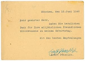 Immagine del venditore per Ms. Postkarte mit eigenh. U. venduto da Antiquariat INLIBRIS Gilhofer Nfg. GmbH