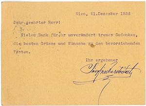 Seller image for Ms. Postkarte mit eigenh. U. for sale by Antiquariat INLIBRIS Gilhofer Nfg. GmbH