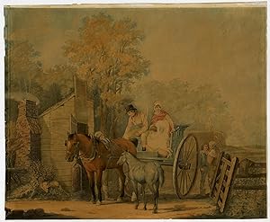 Bild des Verkufers fr Antique Print-TOLL BOOTH-FAMILY-OPEN WAGON-Anonymous-ca. 1780 zum Verkauf von ThePrintsCollector