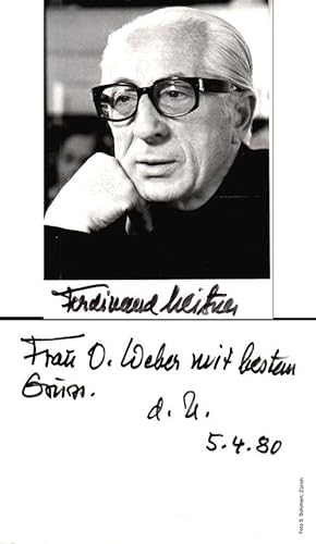Dirigent (1912-1996). Portraitphoto mit eigenh. U. - Auf d. Rückseite eigenh. Gruß mit Datum.