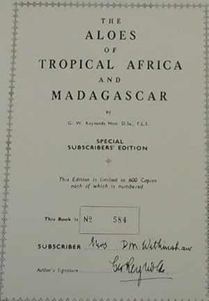 Image du vendeur pour The Aloes of Tropical Africa and Madagascar mis en vente par Chapter 1