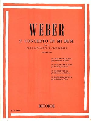 Bild des Verkufers fr 2 Concerto in Mi Bem. Op. 74 per clarinetto e pianoforte zum Verkauf von Librodifaccia