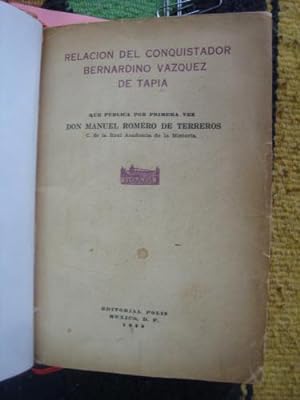 Imagen del vendedor de Relacin de Conquistador Bernardino Vzquez de Tapia. a la venta por Libros del cuervo