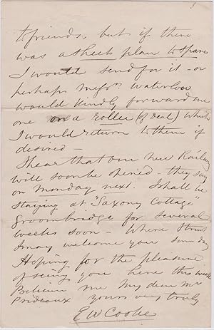 Seller image for Autograph letter signed to a Mr Prideaux: for sale by Bristow & Garland