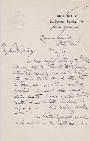 A good autograph letter signed, 2 1/2-sides 8vo, to a Mr. Grundy: