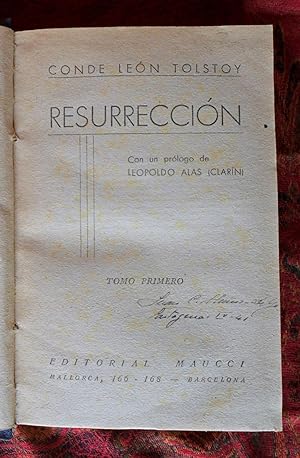 Seller image for RESURRECCIN Tomo Primero for sale by La Bodega Literaria