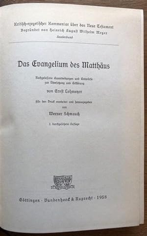 Seller image for Das Evangelium des Matthus. Hrsg.: W. Schmauch. for sale by Antiquariat Lohmann