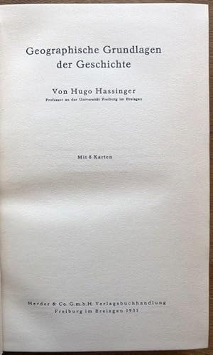 Imagen del vendedor de Geographische Grundlagen der Geschichte. a la venta por Antiquariat Lohmann