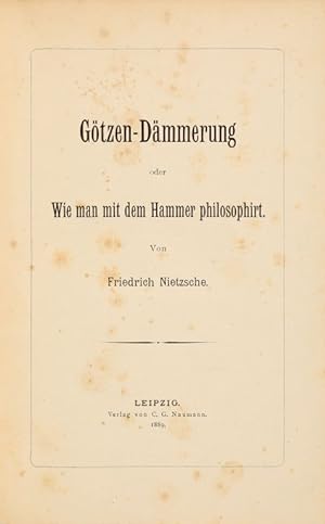 Bild des Verkufers fr Gtzen-Dmmerung oder Wie man mit dem Hammer philosophiert. zum Verkauf von Antiquariat Schmidt & Gnther