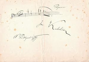 Violinist und Komponist (1880-1940). Eigenh. musikalisches Albumblatt mit Notenzitat (Paganini), ...