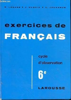 Seller image for Exercices de français. Classes de sixième. Cycle d'observation for sale by Le-Livre