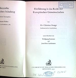 Seller image for Einfhrung in das Recht der Europischen Gemeinschaften. Schriftenreihe der Juristischen Schulung ; H. 8 for sale by books4less (Versandantiquariat Petra Gros GmbH & Co. KG)