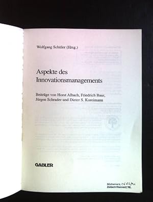 Seller image for Aspekte des Innovationsmanagements. for sale by books4less (Versandantiquariat Petra Gros GmbH & Co. KG)