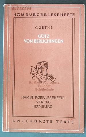 Bild des Verkufers fr Gtz von Berlichingen mit der eisernen Hand; Hamburger Lesehefte 9. Heft zum Verkauf von books4less (Versandantiquariat Petra Gros GmbH & Co. KG)