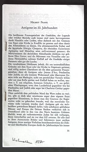 Bild des Verkufers fr Antigone im 20. Jahrhundert; Sonderdruck aus: keine Angabe; zum Verkauf von books4less (Versandantiquariat Petra Gros GmbH & Co. KG)