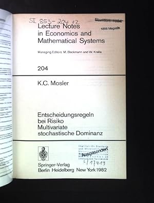 Seller image for Entscheidungsregeln bei Risiko, multivariate stochastische Dominanz. Lecture notes in economics and mathematical systems ; 204 for sale by books4less (Versandantiquariat Petra Gros GmbH & Co. KG)