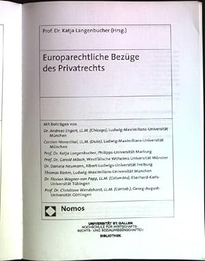 Bild des Verkufers fr Europarechtliche Bezge des Privatrechts. zum Verkauf von books4less (Versandantiquariat Petra Gros GmbH & Co. KG)