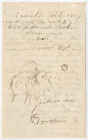 Unusual Caricatures of Southern Aristocrats by Union Soldier on Letter to Parents