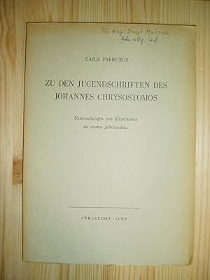 Zu den Jugendschriften des Johannes Chrysostomos : Untersuchungen zum Klassizismus des vierten Ja...