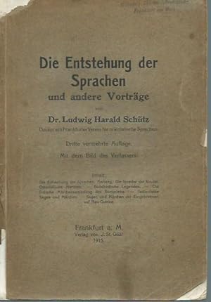 Seller image for Die Entstehung der Sprachen und andere Vortrge. for sale by Antiquariat Carl Wegner