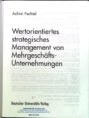 Bild des Verkufers fr Wertorientiertes, strategisches Management von Mehrgeschfts-Unternehmungen. Gabler Edition Wissenschaft zum Verkauf von books4less (Versandantiquariat Petra Gros GmbH & Co. KG)