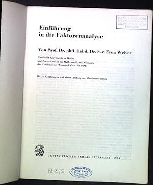 Image du vendeur pour Einfhrung in die Faktorenanalyse. mis en vente par books4less (Versandantiquariat Petra Gros GmbH & Co. KG)