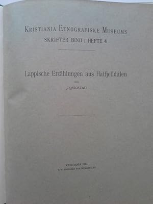 Lappische Erzählungen aus Hatfjelldalen. J. Quigstad / Kristiania Etnografiske Museums Skrifter ;...