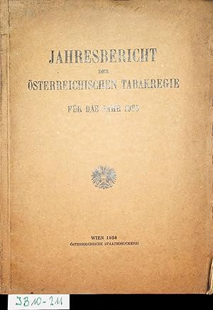 TABAKREGIE- Jahresbericht der österreichischen Tabakregie für das Jahr 1932