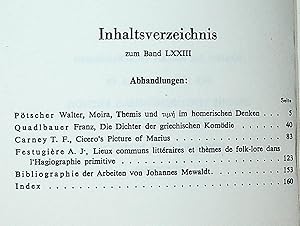 Bild des Verkufers fr Wiener Studien. Zeitschrift fr klassische Philologie. Dreiundsiebzigster Band (LXXIII) Jahrgang 1960. Festschrift Johannes Mewaldt. zum Verkauf von ANTIQUARIAT.WIEN Fine Books & Prints