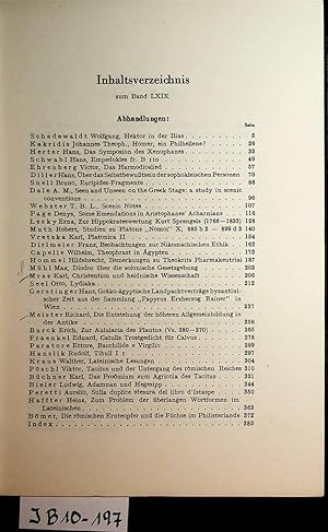 Seller image for Wiener Studien. Zeitschrift fr klassische Philologie. Neunundsechzigster Band (LXIX) Jahrgang 1956. Festschrift Albin Lesky. for sale by ANTIQUARIAT.WIEN Fine Books & Prints