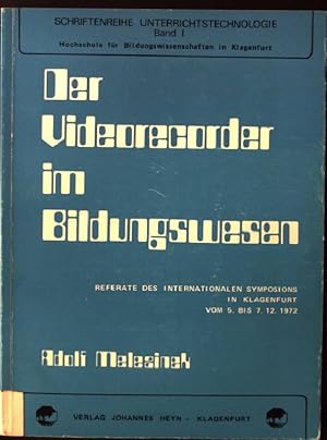 Bild des Verkufers fr Der Videorecorder im Bildungswesen Schriftenreihe Unterrichtstechnologie, Band 1 zum Verkauf von books4less (Versandantiquariat Petra Gros GmbH & Co. KG)