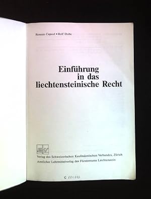 Bild des Verkufers fr Einfhrung in das liechtensteinische Recht. zum Verkauf von books4less (Versandantiquariat Petra Gros GmbH & Co. KG)